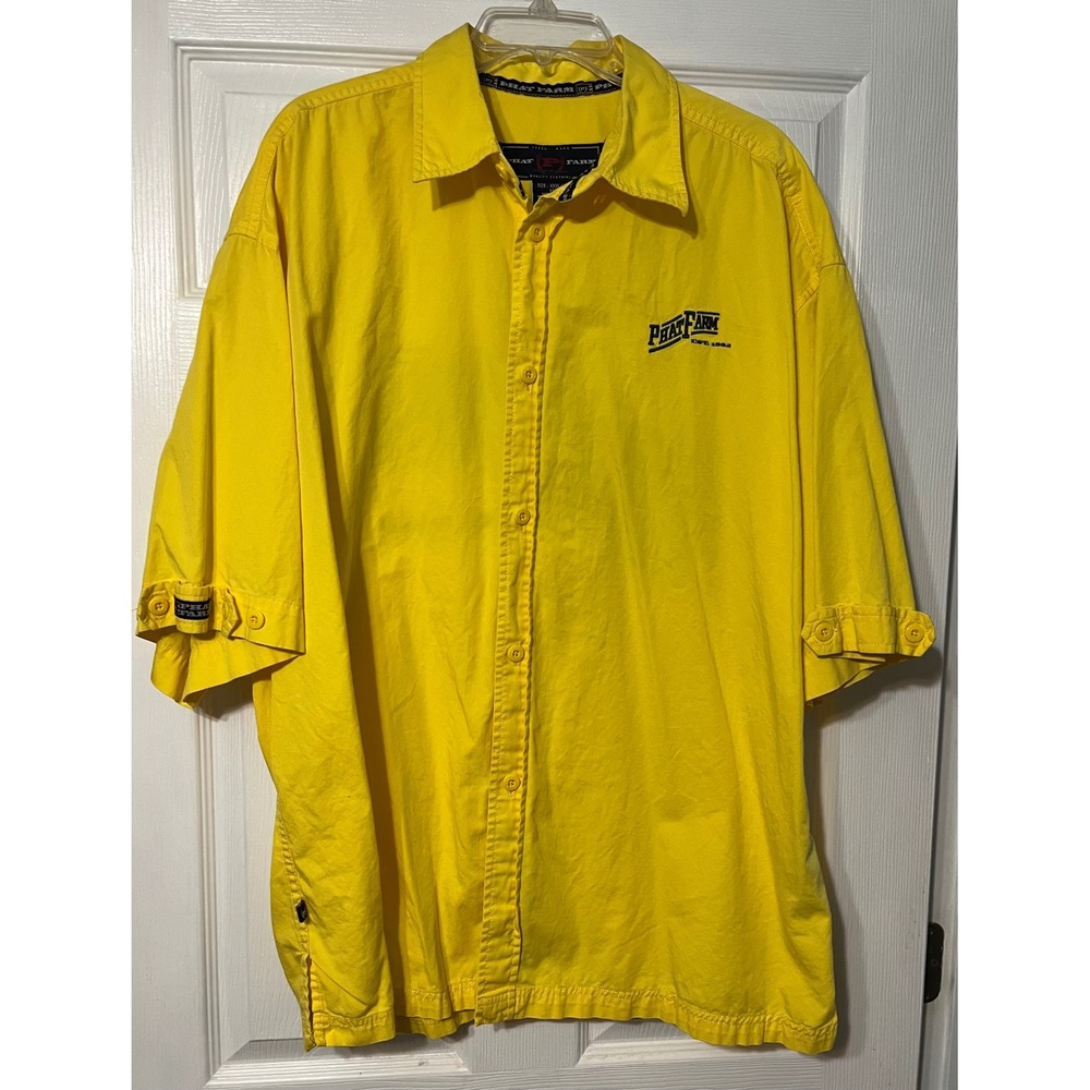 Phat Farm Yellow Button Up Shirt XXXL Short Sleeve Hip Hop Streetwear